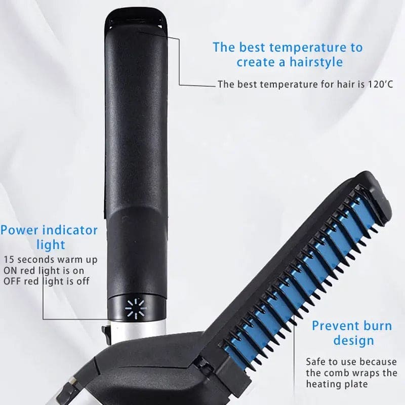 Multifunctional Hair & Beard Brush, Electric Hair Straightener, Quick Hair Stylr For Men, Hair Straightening Comb Professional Beard Care Tools, Electric Hairdressing Comb, Flat Iron Men's Beard Hair Styling Heating Comb