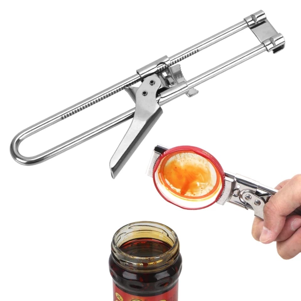 Multifunctional Bottle Cap Opener, Stainless Steel Jar Opener, Easy Opening Cap Tool, Adjustable Jar and Bottle Opener, Jar Lid Gripper