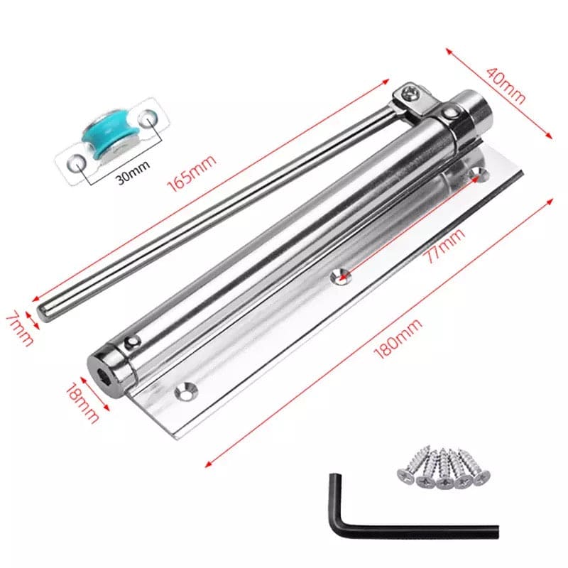 Adjustable Aluminum Alloy Automatic Door Closer, Mute Adjustable Automatically Surface Mounted Auto Closing Door, Self-Closing for Middle-Weight Door