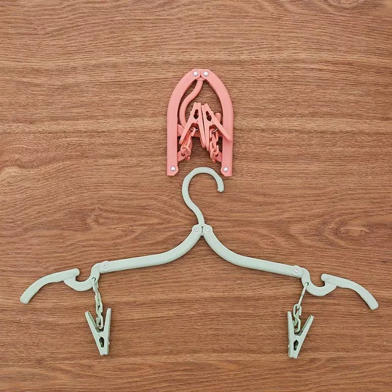 Multi Fold Travel Hanger, Portable Outdoor Non-Slip Hanger, Clothespin Towel Sock Storage Organizer, Clothes Hanger with Clips, Portable Plastic Display Hangers, Coats Hanger, Folding Clothing Organizer