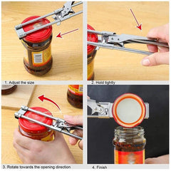Multifunctional Bottle Cap Opener, Stainless Steel Jar Opener, Easy Opening Cap Tool, Adjustable Jar and Bottle Opener, Jar Lid Gripper