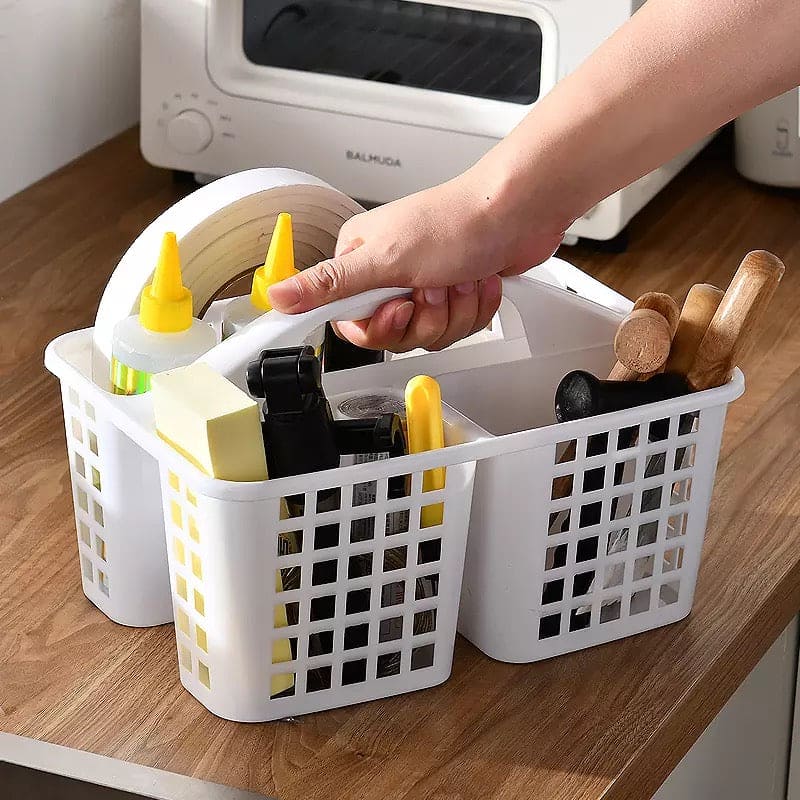 Multigrid Durable Plastic Toiletries Storage Basket, Portable Bathroom Bath Storage Basket, Drainage Holes Plastic Bathroom Storage Organizer