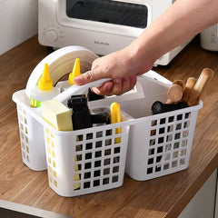 Multigrid Durable Plastic Toiletries Storage Basket, Portable Bathroom Bath Storage Basket, Drainage Holes Plastic Bathroom Storage Organizer