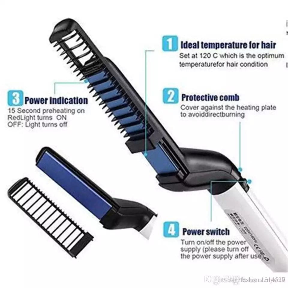 Multifunctional Hair & Beard Brush, Electric Hair Straightener, Quick Hair Stylr For Men, Hair Straightening Comb Professional Beard Care Tools, Electric Hairdressing Comb, Flat Iron Men's Beard Hair Styling Heating Comb