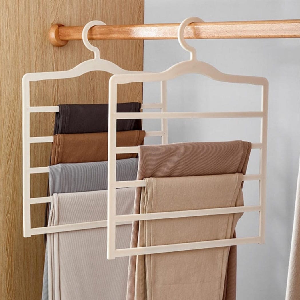 Simple Trouser Hanger, Multilayer Household Wardrobe Hanger,  5 Layers Pants Towel Scarfs Racks, Multifunctional Storage Hanger, Non-slip Magic Hanger, Wardrobe Organizer Storage Rack