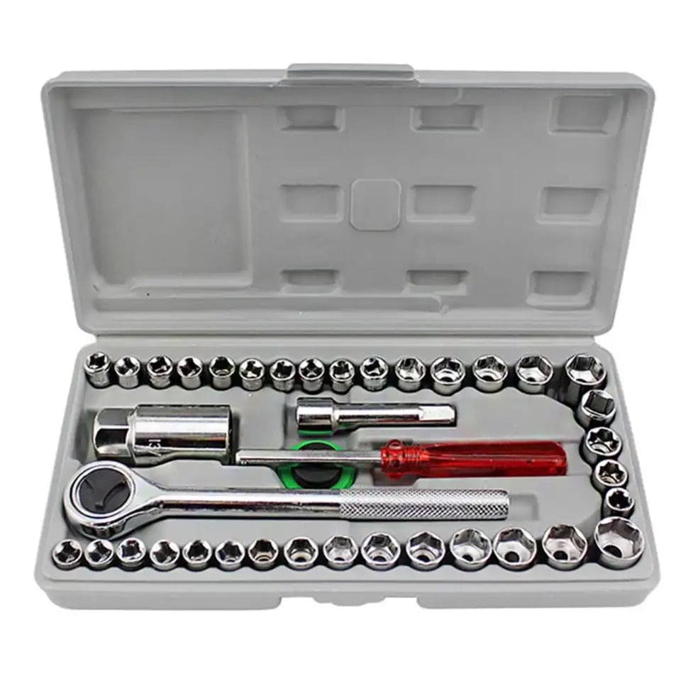 40 Pcs Socket Wrench, Automobile Maintenance & Repair Tools, Car Sleeve Tool Combination Set, Aiwa Combination Tool Set, Socket Organizer Kit With Combination Torque and Insulated Handles, Metric Socket Set