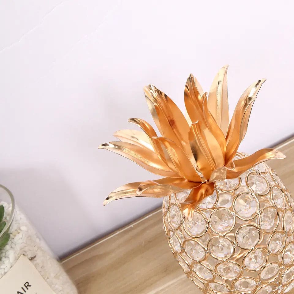 Metal Crystal Craft Fruit Ornament, Apple Pear Pineapple Living Room Decoration, Creative Luxury Home Decoration, Metal Hollow Decoration, Home Furnishings Ornaments, Crystal Desktop Ornament