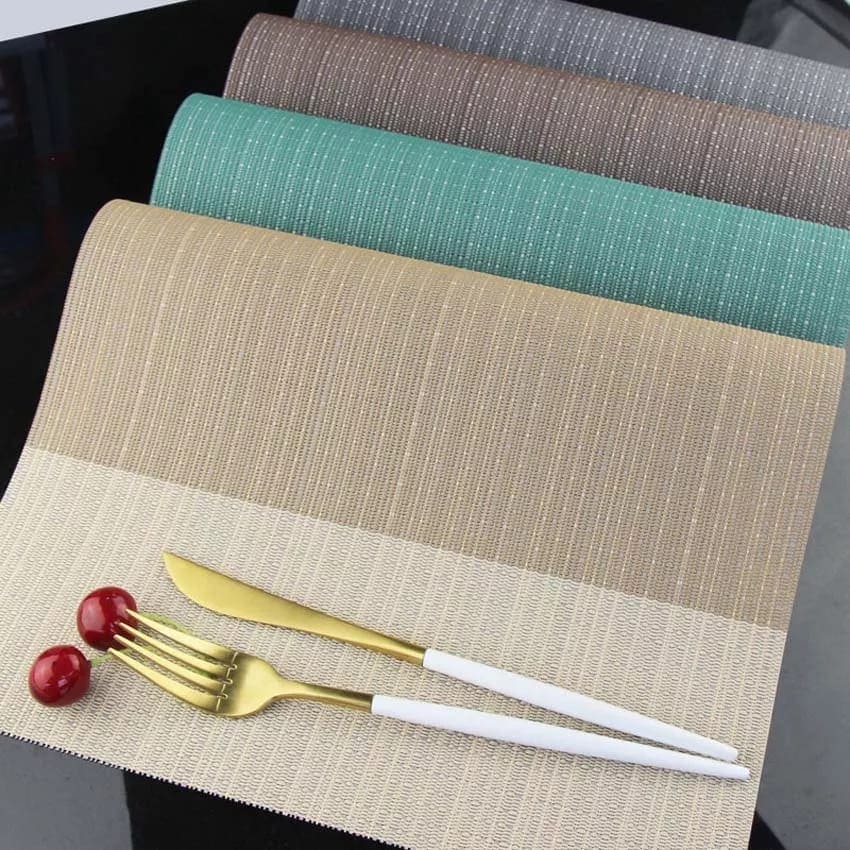 Set Of 6 Modern Elegant Double Shaded Non-Slip PVC Placemats, Washable PVC Dining Table Mats, Non-Slip Stain-Resistant Cloth For Kitchen Table, Anti-slip Hot Placemat Bowl Pad