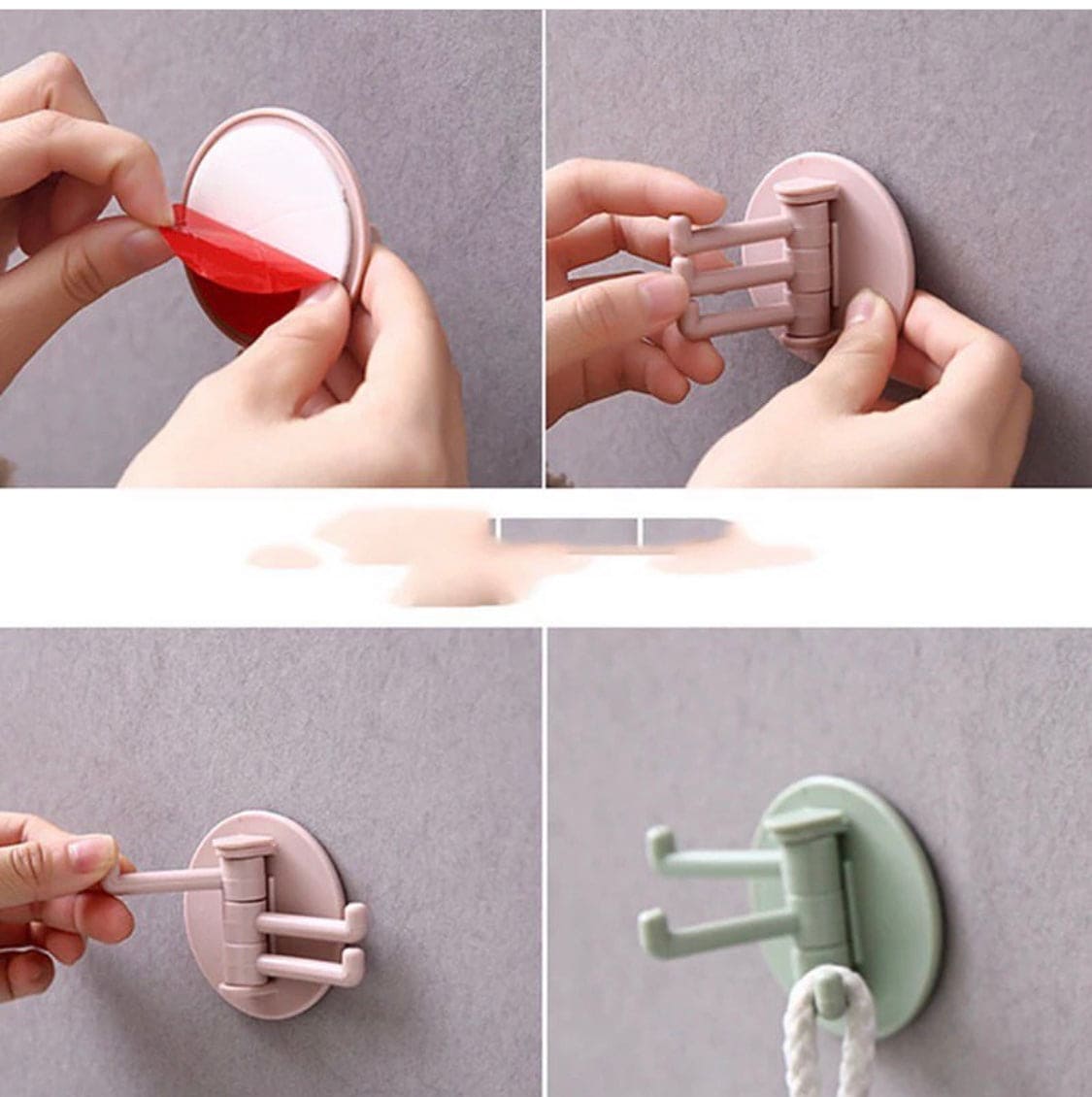 Three Branch Rotating Seamless Adhesive Hook, Strong Bearings Stick Kitchen Wall Hook, Bathroom Hanger, Kitchen Wall Hook