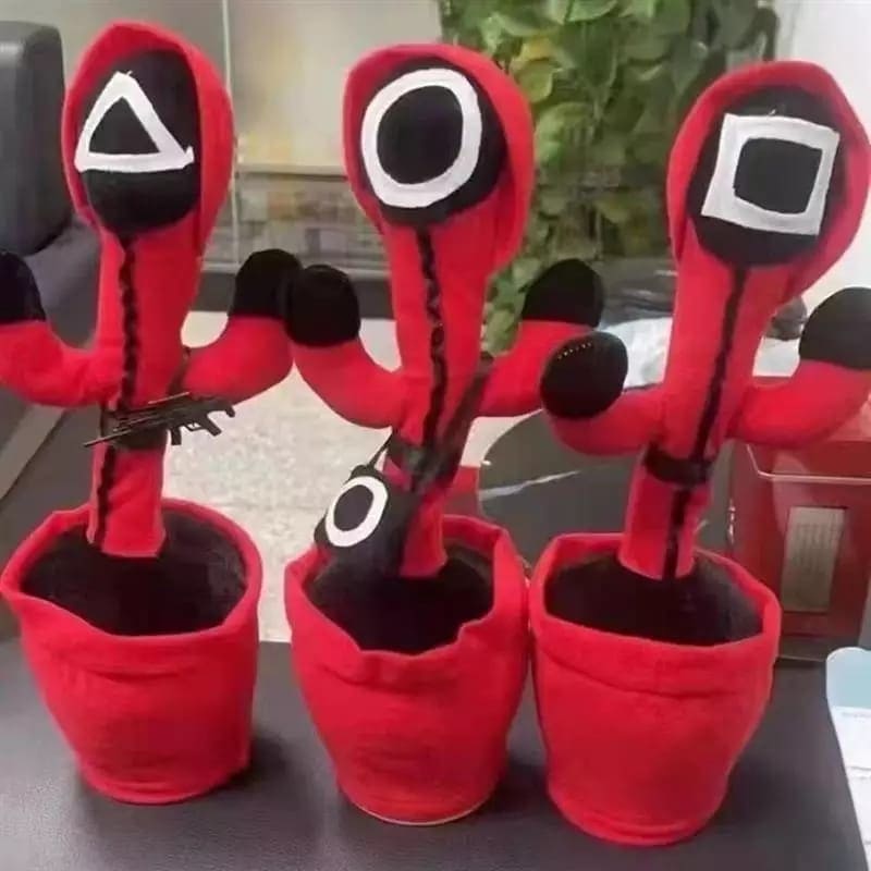 Squid Game Plush Dancing Singing Cactus, Recordable Luminous Swinging Children Toy, New Electronic Dancing Cactus, Luminous Recording Learning to Speak Twisting Kids Toy