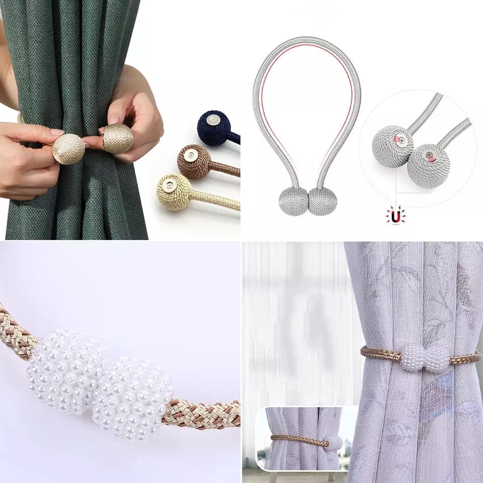Set of 2 Colorful Magnetic Curtain Tieback, Curtain Holder, Holdbacks Decorative Curtain Clips, Buckle Strap Rope