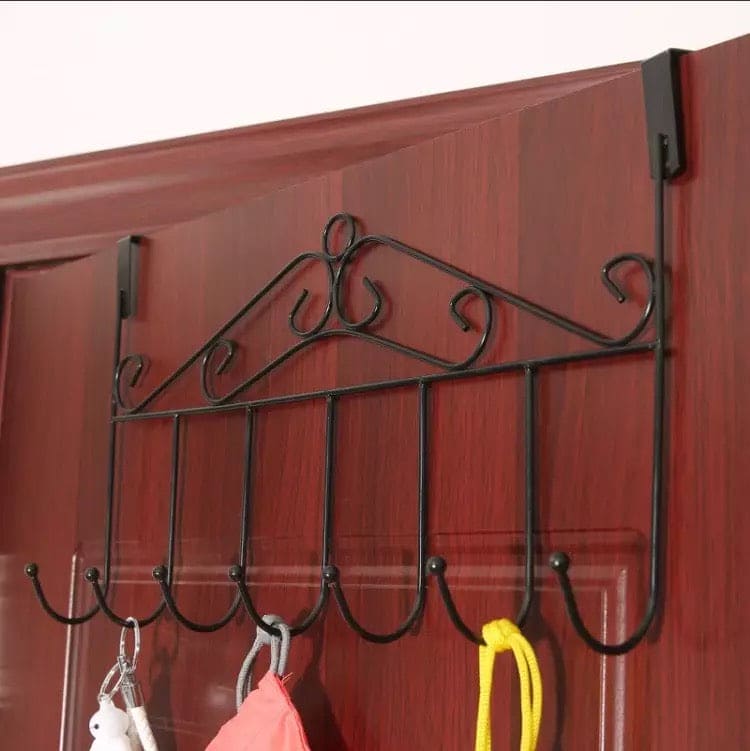 7 Hook Iron Door Hanger, Door Rear Behind Hook,  Wall Mounted Storage Hanger Hook, Wrought Iron Hooks for Home Bedroom Bathroom Hat Coat Clothes, Towel Hat Clothes Wall Rack