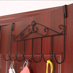 7 Hook Iron Door Hanger, Door Rear Behind Hook,  Wall Mounted Storage Hanger Hook, Wrought Iron Hooks for Home Bedroom Bathroom Hat Coat Clothes, Towel Hat Clothes Wall Rack