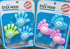 Set Of 3 Creative Hand And Foot Shape Smiley Hook, Multipurpose Wall Hanging Hook, Kitchen Bathroom Hooks, Strong Sticky Cartoon Hook