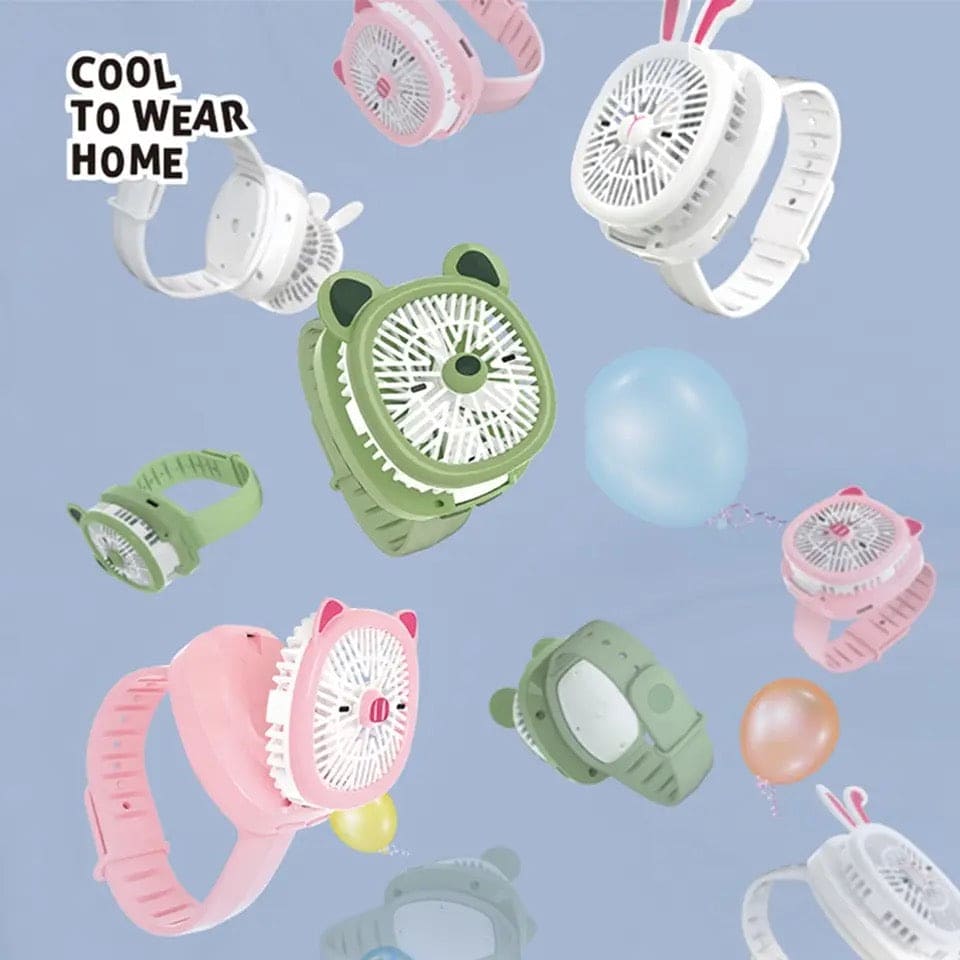 Mini Fan Cartoon Watch, Small USB Rechargeable Wrist Fan, Handheld Desktop Fan, Mini Hand Held Cooling Fan, Mini Cartoon Wristband Fan, Children Travel Air Cooler, Cute Design Fan For Kids