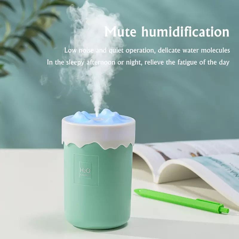 Snow Mountain Air Humidifier, USB Mini Portable Car Air Purifier, Aroma Essential Oil Diffuser, USB Mist Maker, Mini Portable Ultrasonic Air Humidifer