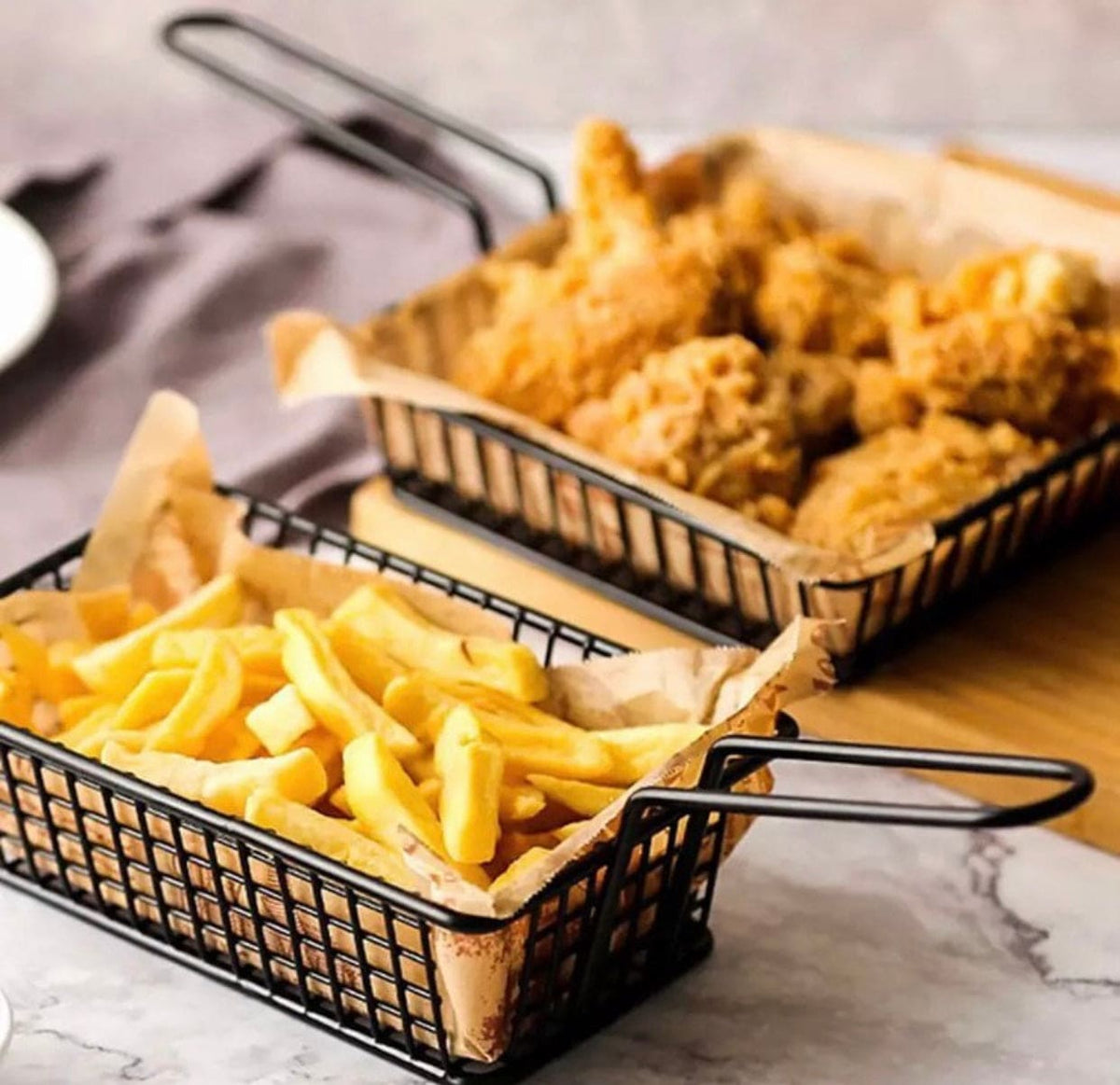 Creative Iron Nuggets And French Fries Oil Strainer Tableware Basket, Mini Iron Square Colander Deep Frying Basket, French Fries Colander Strainer