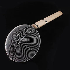Spider Strainer,  Large Stainless Steel Mesh Filter Colander, Wooden Handle Kitchen Oil Filter, French Fries Colanders Strainer, Wooden Handle Frying Net, Hot Pot Leaky Filter Sieve, Household Kitchen Strainer