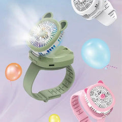 Mini Fan Cartoon Watch, Small USB Rechargeable Wrist Fan, Handheld Desktop Fan, Mini Hand Held Cooling Fan, Mini Cartoon Wristband Fan, Children Travel Air Cooler, Cute Design Fan For Kids