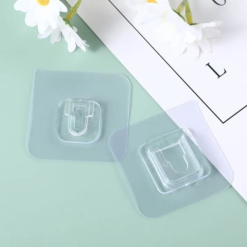 Set Of 4 AB Sticker Set, Pair Double Sided Wall Sticker, Self Adhesive Buckle Wall Hooks, Multipurpose Strong Suction Cup Hooks, Transparent Traceless Adhesive Hooks, Wall Storage Holder For Kitchen And Bathroom