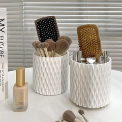 Makeup Bucket Organizer, Multifunctional Rotating Pencil Makeup Brush Holder, Hollow Multiuse Organizer, Non-slip Round Multi Grid Desktop Sundries Pencil Holder, Lipstick Eyebrow Pencil Holder, Desktop Makeup Brush Storage Bucket