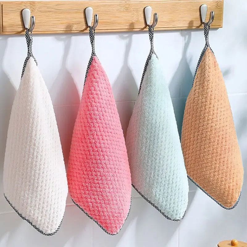 Set Of 3 Kitchen Daily Dish Towel, Microfibre Cleaning Towel, High-efficiency Cleaning Thickened Cloth, Coral Fleece Handable Hand Towel, Bathroom Kitchen Towel, Absorbent Wipe Plush Hand Towel, Multipurpose Cleaning Cloths