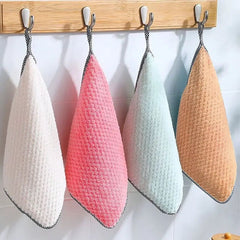 Set Of 3 Kitchen Daily Dish Towel, Microfibre Cleaning Towel, High-efficiency Cleaning Thickened Cloth, Coral Fleece Handable Hand Towel, Bathroom Kitchen Towel, Absorbent Wipe Plush Hand Towel, Multipurpose Cleaning Cloths