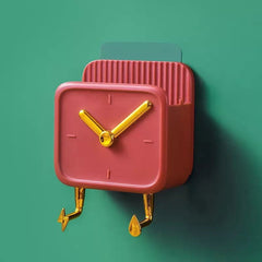 Clock Shaped Wall Mounted Phone Holder, Self Adhesive Phone Charge Holder Storage Box, Dormitory Student Bedside Shelf Mobile Phone Storage Rack