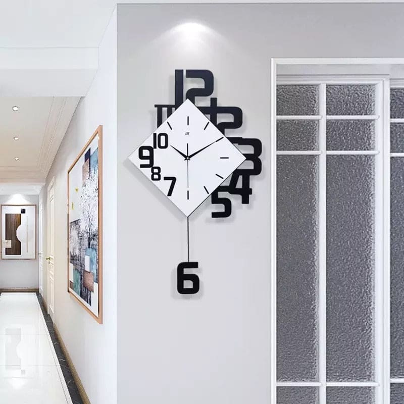 Nordic Style Luxury Swing Wall Clock, Classic Wooden Creative Clock, Swing Hanging Mute Pendulum Wall Clock