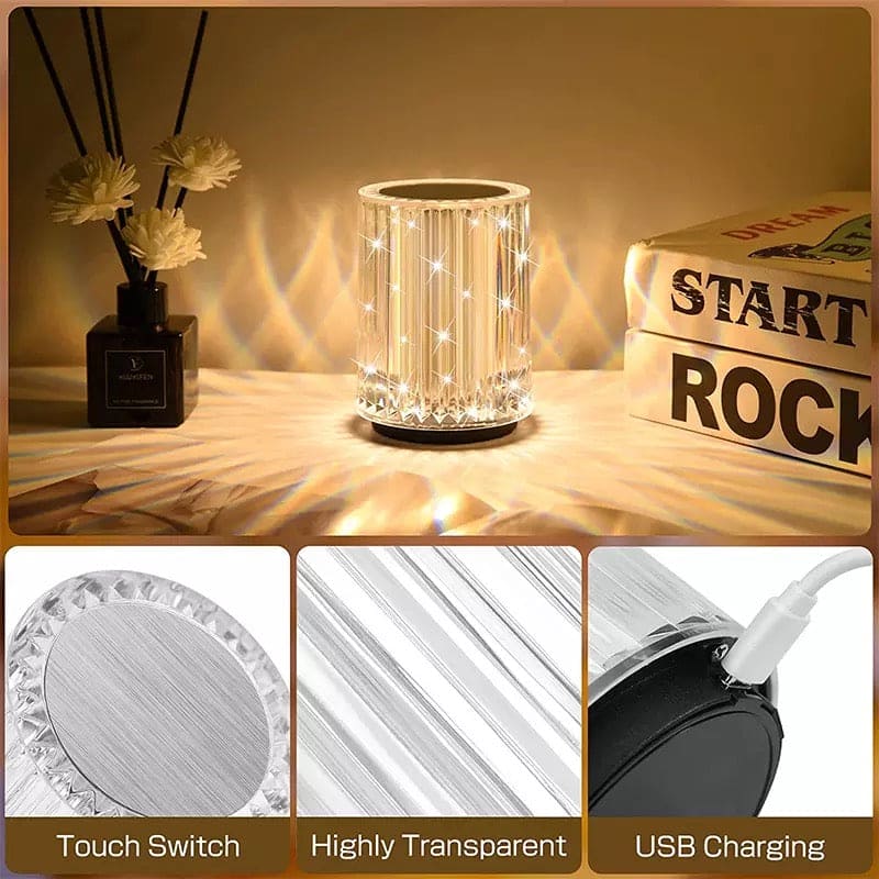 Mini Crystal Lamp, LED Crystal Table Lamp, Creativity Acrylic Diamond Bedside Lamp, Acrylic Decoration Desk Lamps, Decorative Night Lamp, Rechargeable Decoration Desk Night Lamp