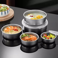 Set Of 5 Stainless Steel Vessel With Lids, Mixing Crisper Food Container Bowls, Chef Buddy Stainless Steel Bowl Set, Classic Cuisine Metal Fresh Keeping Bowls