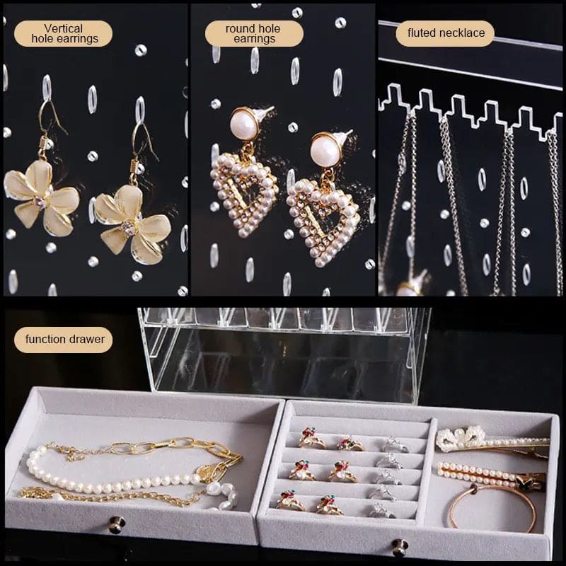 Luxury Jewellery Display Stand, Transparent Acrylic Stand Necklace Jewellery Case, Portable Earrings Jewellery Storage Box, Acrylic Necklace Bracelet Display Stand Shelf, Large Capacity Transparent Jewellery Organizer