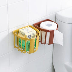Toilet Paper Shelf, Punch-Free Toilet Paper Shelf, Bathroom Kitchen Tissue Box, Wall-Mounted Sticky Paper Storage Box, Toilet Roll Holder