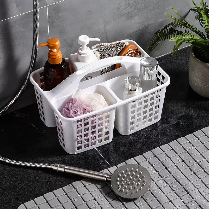 Multigrid Durable Plastic Toiletries Storage Basket, Portable Bathroom Bath Storage Basket, Drainage Holes Plastic Bathroom Storage Organizer