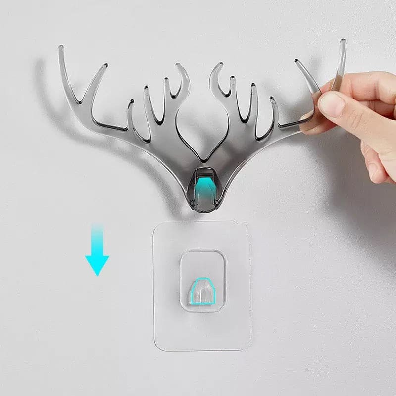 Set Of 3 Crystal Deer Antler Hook, Crystal Clear Wall Hanging Hooks, Punch-free Hats Keychains Hanging Hook With Sticky Wall