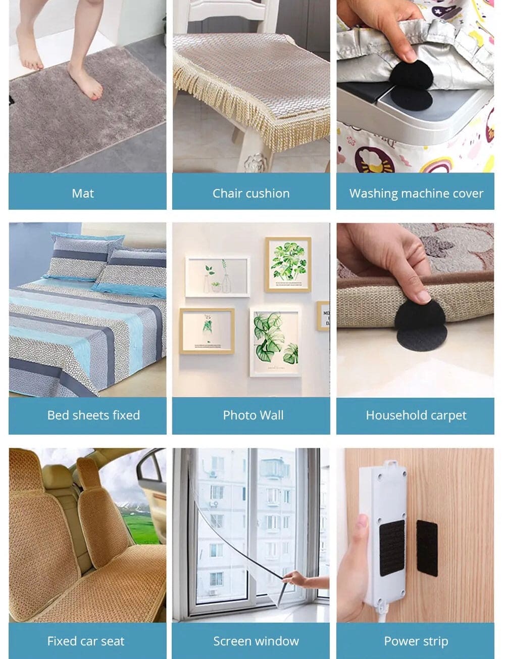 Set Of 4 Hook And Loop Dot Tape, Carpet Anti Slip Mat Sticker, Heavy Duty Rug Carpet Gripper Pad, Double Sided Sticky Back, Sticky Back Hook Loop Dots, Double Sided Sticky Coin Tape, Anti Curling Carpet Tape,  Home Bathroom Sticking Tape