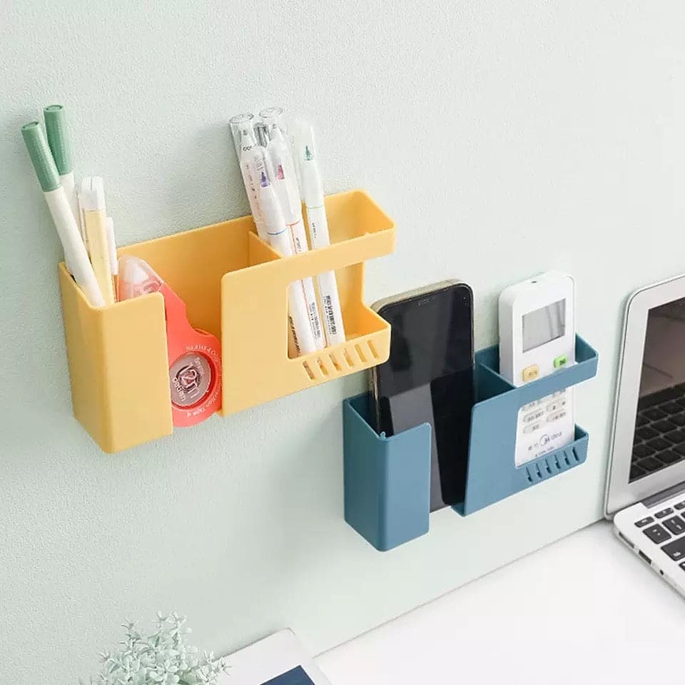 Multifunctional Double Layer Wall Mounted Organizer, Multifunction Punch Free Wall Mounted Storage Box, Mobile Phone Plug Charging Holder, Wall-mounted Storage Box, Wall Debris Storage Holder