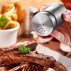 Set Of 2 Stainless Steel Pepper Salt And Spice Shaker Seasoning Jars, Cap Sealed Cruet Condiment Seasoning Jars, Glass Jars For Spices, Stainless Steel Barbecue Seasoning Bottle, Sugar Salt Pepper Shaker, Stainless Steel  Coffee Sugar Storage Jars Pots