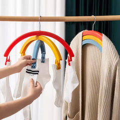 Three Layer Rotatable Hanger, Creative Rainbow Shaped Hanger With Windproof Clip, Multifunctional Three Layer Bed Sheet Drying Racks