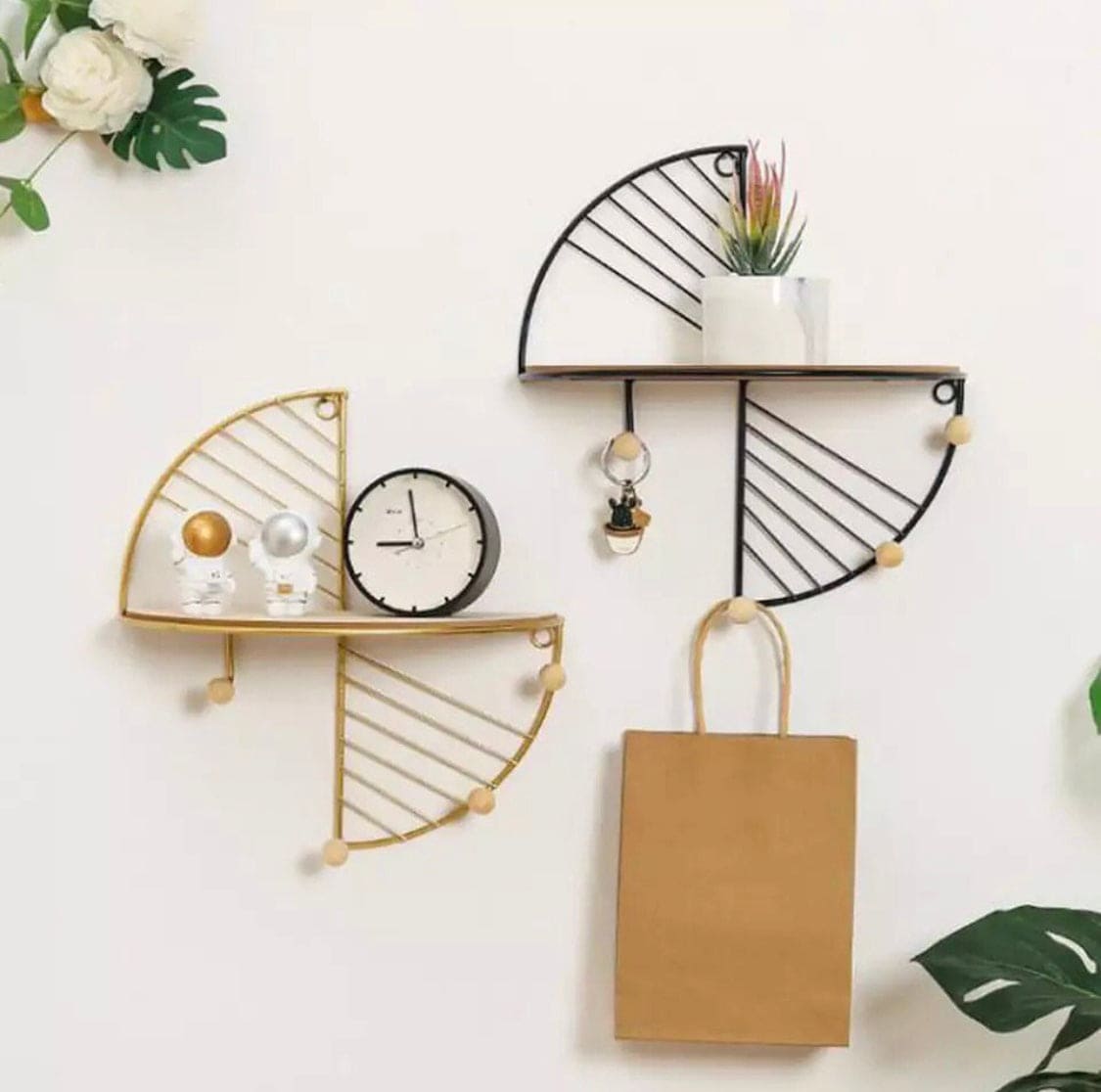 Nordic Iron Art Creative Wall Hanging Rack, Display Shelf Storage Rack, European Style Keychain Hook Wall Hanger