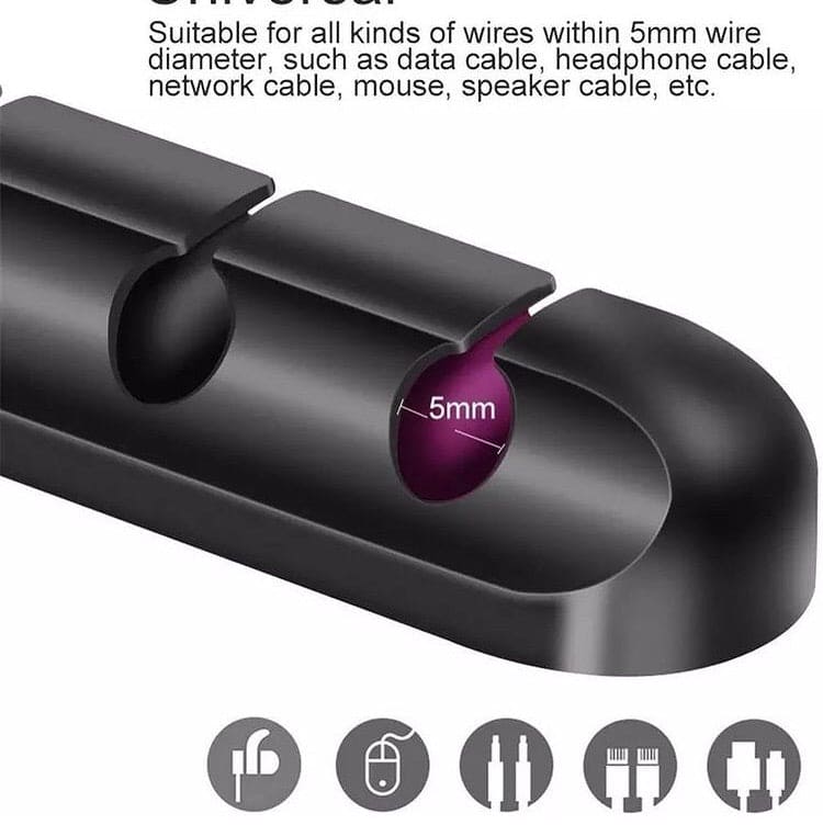 Silicone Cable Organizer Clips, Silicone Cable Holder, Self Adhesive Power Cord Holder