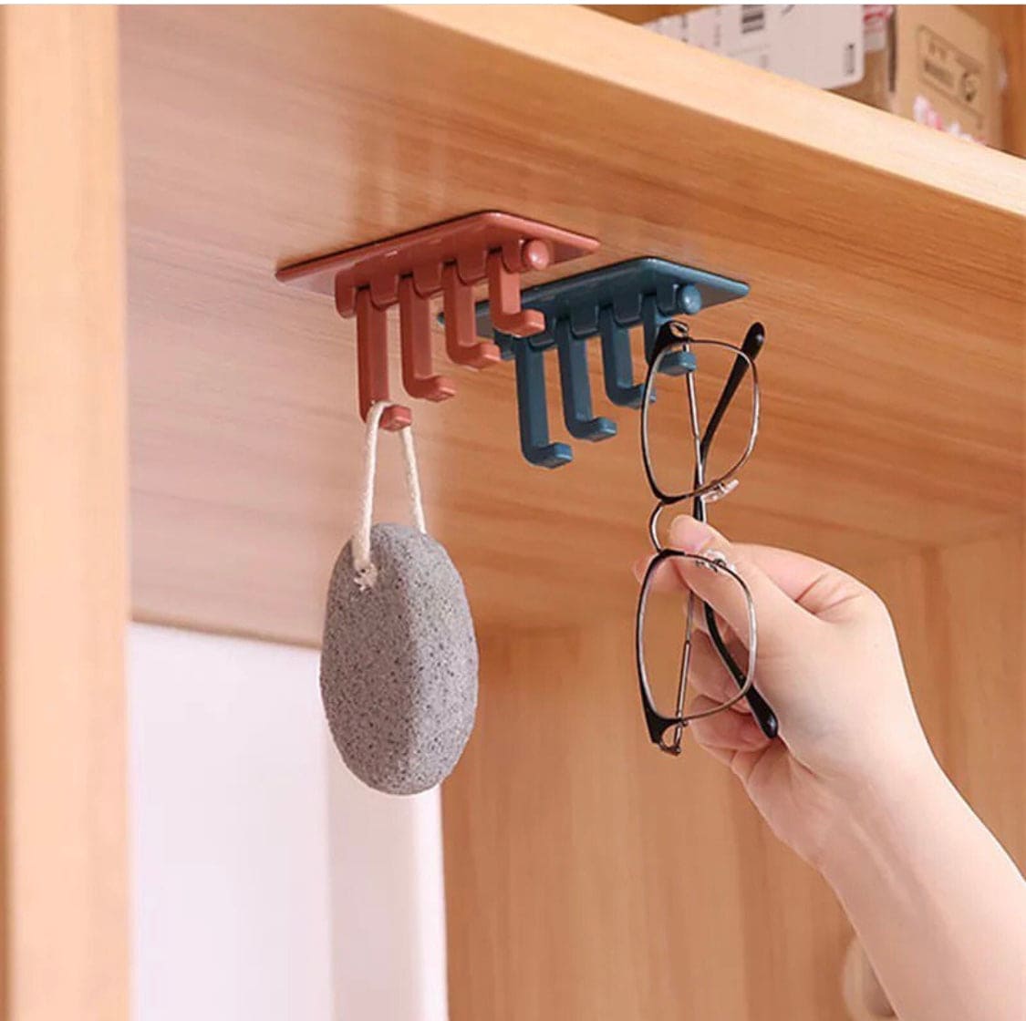 ABS Wall Hooks Storage Rack, Seamless Rotatable Strong Hook, Rotatable 4-Hook Key Hook Wall Self Adhesive Key Wall Hanger