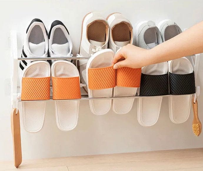 Over The Door Shoe Rack, Household Bathroom Slipper Racks, 3 In 1 Slipper Drainage Rack, Shoe Organizing Shelf, Save Space Shelf, Wall Mounted Stainless Steel Shoe Racks, Home Bathroom Kitchen Slipper Rack