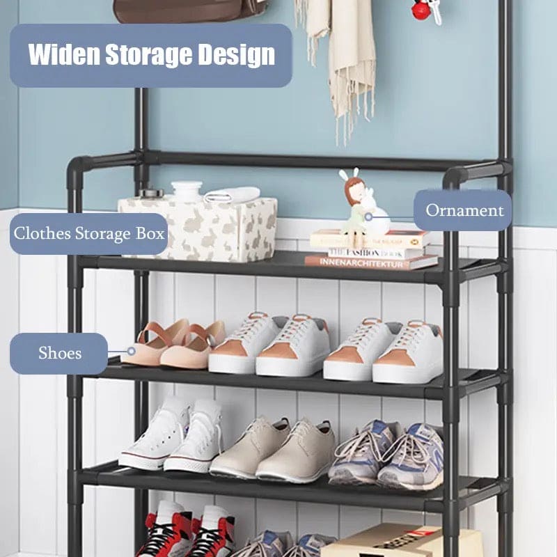 Nordic Coat And Hat Rack, Entryway Floor Display Clothes Rack, Household Shelf Living Room Clothes Storage Rack, Homlly Entryway Coat Rack with Shoes Organizer,  Multi-Functional Shoe Rack, Bedroom Living Room Hanger