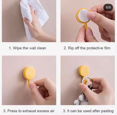 10 Pcs Nail Free Solid Color Free Punching Door Hooks, Without Trace Nail Small Hooks, Wall Mounted Hook, Strong Drill-free  Kitchen Hook