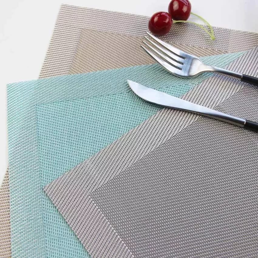 Set Of 6 Modern Elegant Double Shaded Non-Slip PVC Placemats, Washable PVC Dining Table Mats, Non-Slip Stain-Resistant Cloth For Kitchen Table, Anti-slip Hot Placemat Bowl Pad