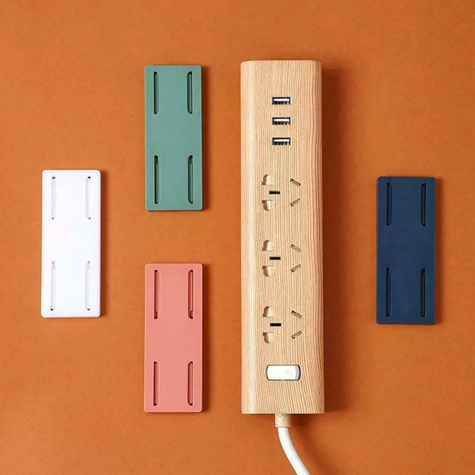 Socket Holder, Power Strip Holder, Fixator Wall Mounted Self Adhesive Holder, Desktop Socket Fixer Cable Organizer, Wall Hanging Power Strip Holder, Traceless Wall Mounted Cable Seamless Strip Holder, Surge Protector Fixator