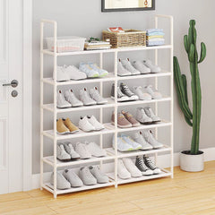 Simple Style Iron Plastic Storage Rack, Multilayer Home Space Saving Shoe Cabinet, Hallway Space-saving Shoe Organizer Stand Holder, Timebal 6 Layer Shoe Organizer