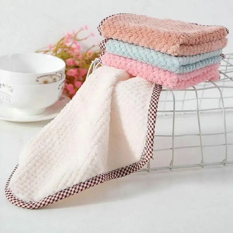 Set Of 3 Kitchen Daily Dish Towel, Microfibre Cleaning Towel, High-efficiency Cleaning Thickened Cloth, Coral Fleece Handable Hand Towel, Bathroom Kitchen Towel, Absorbent Wipe Plush Hand Towel, Multipurpose Cleaning Cloths