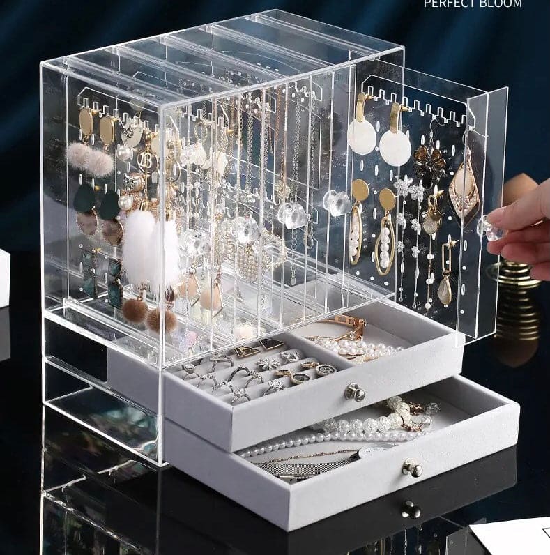 Luxury Jewellery Display Stand, Transparent Acrylic Stand Necklace Jewellery Case, Portable Earrings Jewellery Storage Box, Acrylic Necklace Bracelet Display Stand Shelf, Large Capacity Transparent Jewellery Organizer